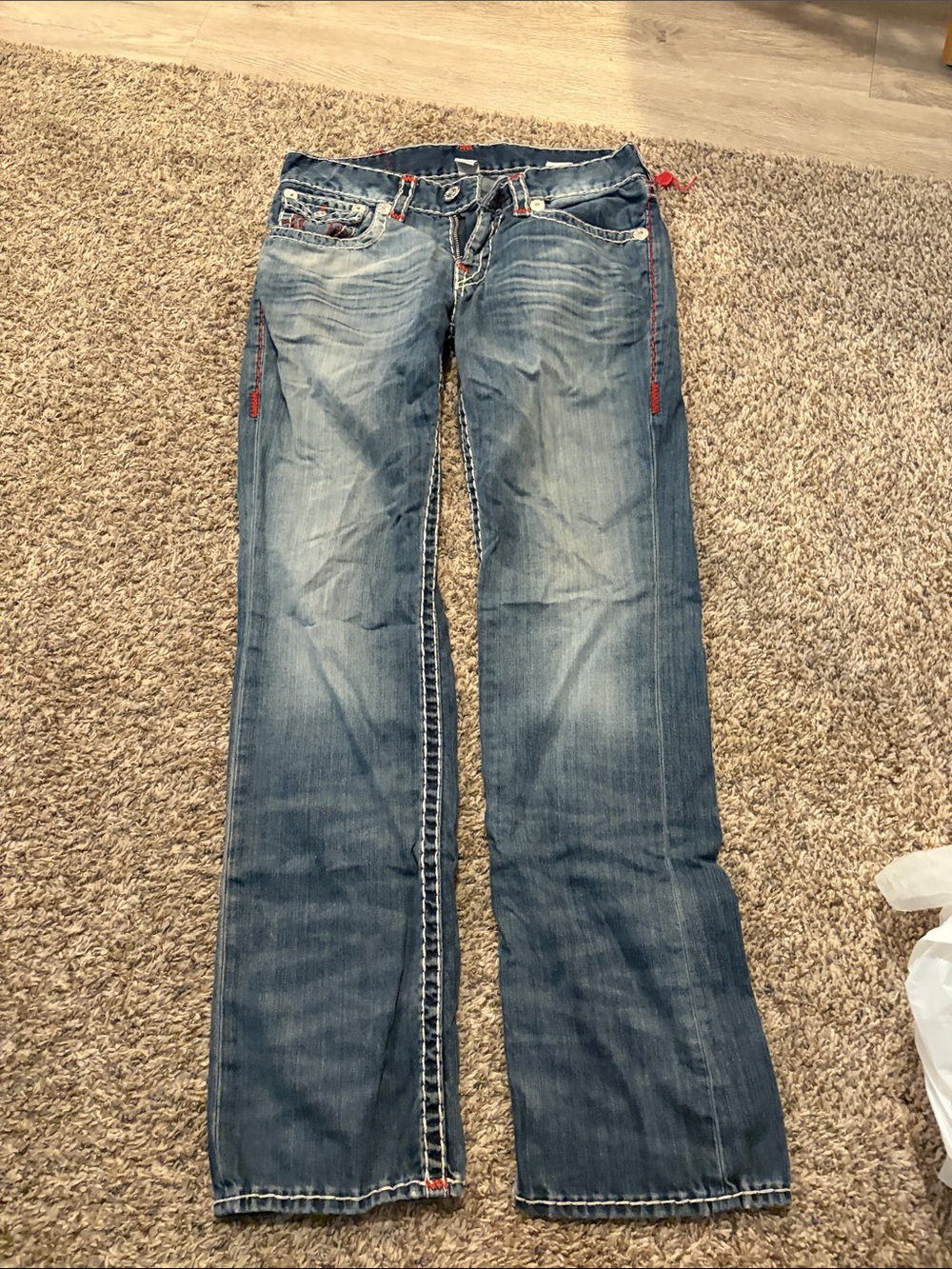 Men’s Blue Washed Straight-Leg Jeans